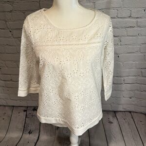 Skies Are Blue White Eyelet Top